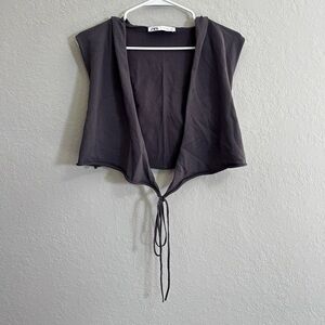 Zara Sleeveless Open-Front Tie Bolero - Gray